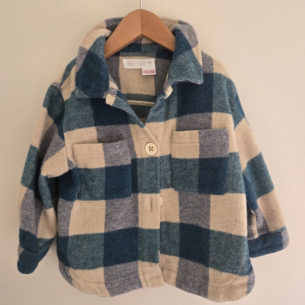 Zara Blue and Cream Checkered Shirt